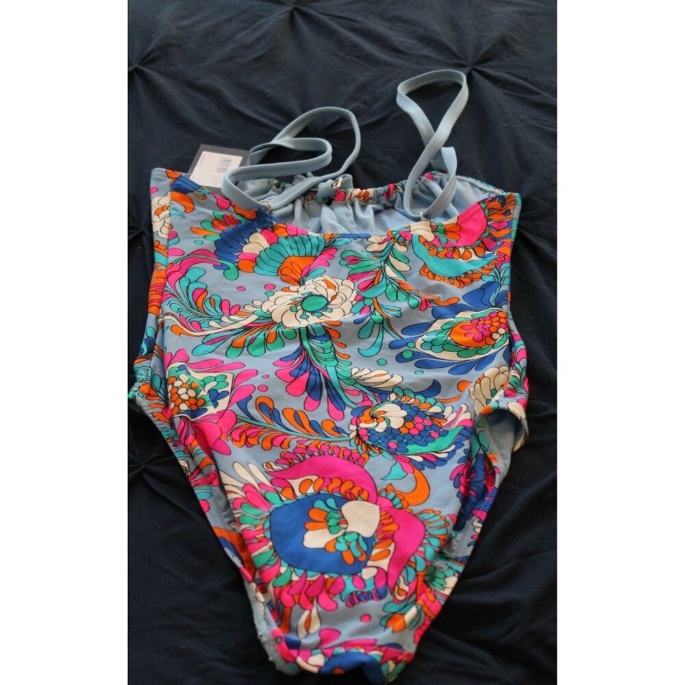 NWT KATE SPADE New York Tie Front One Piece Underwired Swimsuit Spring Water S - Picture 2 of 5